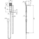Technical Drawing - Phoenix Lexi Deluxe Rail Shower - Brushed Nickel