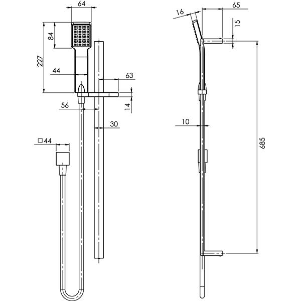 Phoenix Lexi Deluxe Rail Shower - Matte Black