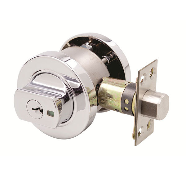 Lockwood 005 Double Cylinder Round Deadbolt Chrome Plate