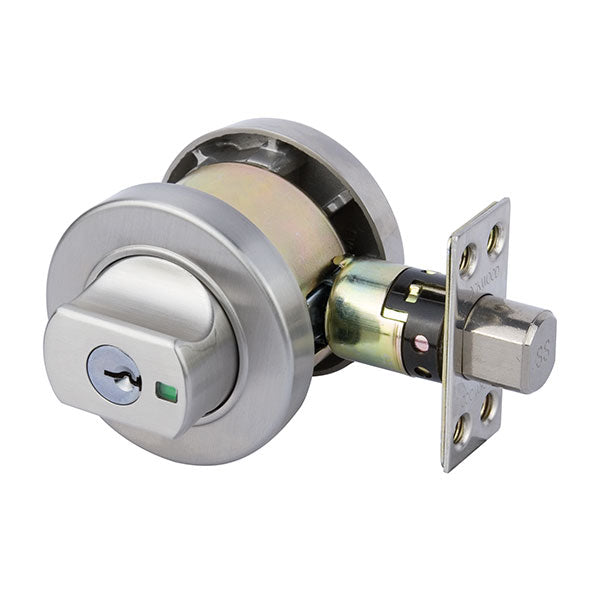 Lockwood 005 Double Cylinder Round Deadbolt Satin Stainless Steel - The Blue Space