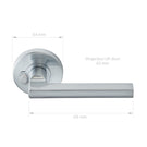 Delf Madrid Privacy Lever Set on Round Rosette Technical Drawing - The Blue Space