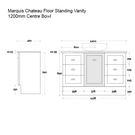 Marquis Chateau Floor Standing Vanity 1200mm Centre Bowl Technical Drawing - The Blue Space