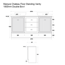 Marquis Chateau Floor Standing Vanity 1800mm Double Bowl Technical Drawing - The Blue Space
