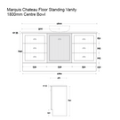 Marquis Chateau Floor Standing Vanity 1800mm Centre Bowl Technical Drawing - The Blue Space