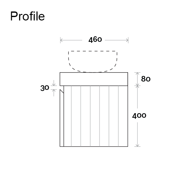 Marquis Chelsea Wall Hung Vanity Profile Technical Drawing - The Blue Space