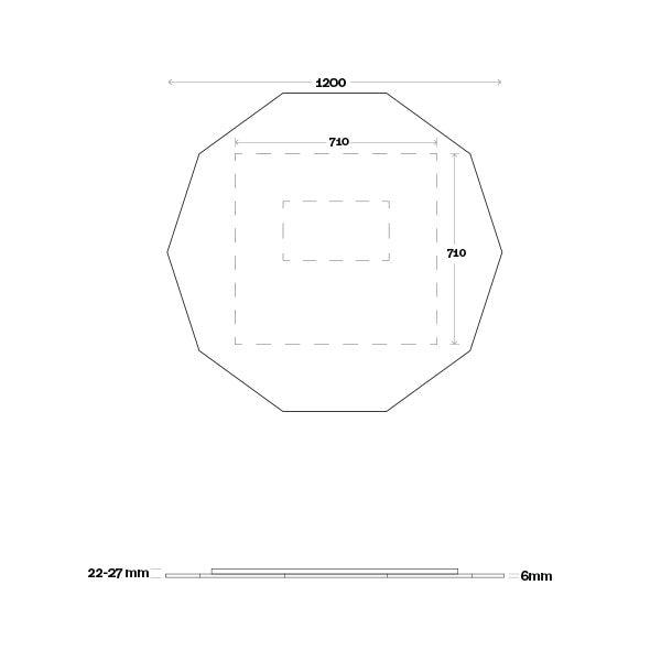Marquis Deco Mirror 1200mm Technical Drawing - The Blue Space