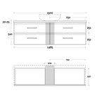 Marquis Marq Wall Hung All-Drawer Vanity 1500mm Single Bowl Technical Drawing - The Blue Space