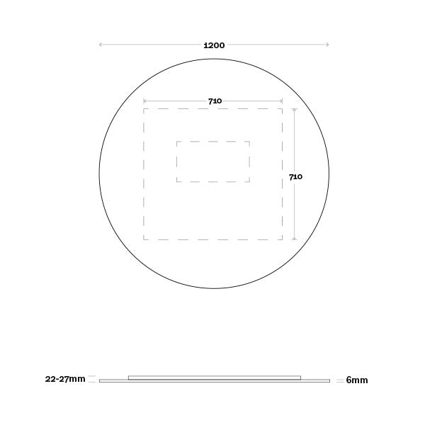 Marquis Orbit Mirror 1200mm Technical Drawing - The Blue Space