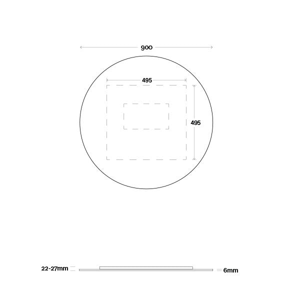 Marquis Orbit Mirror 900mm Technical Drawing - The Blue Space