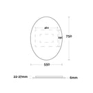 Marquis Oval Mirror 550mm Technical Drawing - The Blue Space