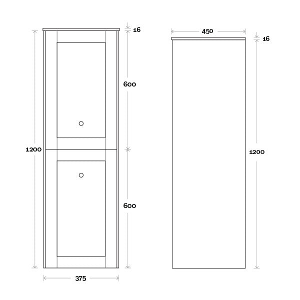 Marquis Pier Tallboy Technical Drawing - The Blue Space