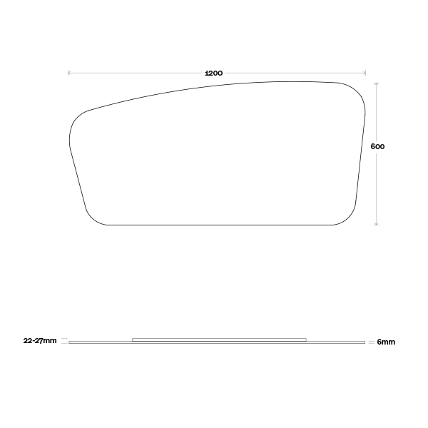 Marquis Solar Mirror 1200mm Technical Drawing - The Blue Space