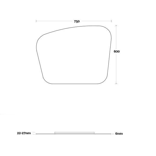 Marquis Solar Mirror 750mm Technical Drawing - The Blue Space
