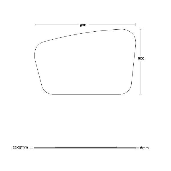 Marquis Solar Mirror 900mm Technical Drawing - The Blue Space