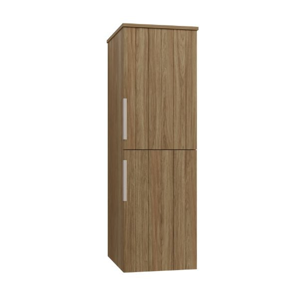 Marquis Spring Tide Tallboy in Coastal Oak cabinet finish features brushed brass top pull handle- The Blue Space