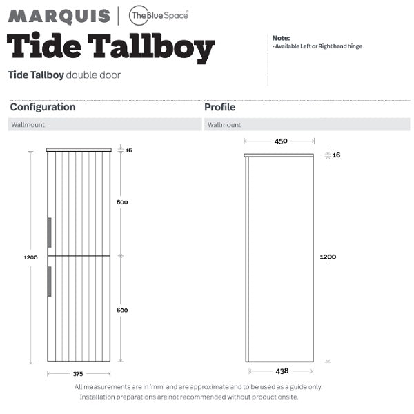 Technical Drawing: Marquis Spring Tide Tallboy