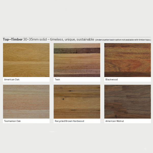 Marquis Timber Benchtop Options - The Blue Space