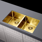 Meir Double Bowl PVD Kitchen Sink 860mm Brushed Bronze Gold - The Blue Space