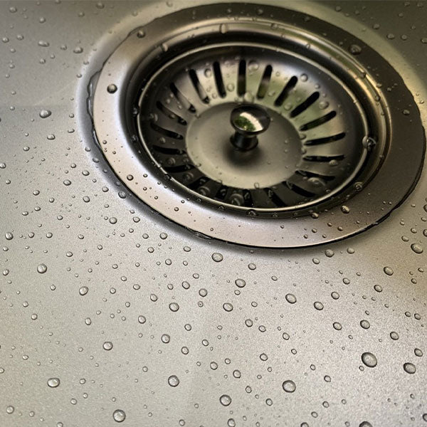 Meir Double Bowl PVD Kitchen Sink 860mm Brushed Nickel Drain - The Blue Space