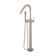 Meir Freestanding Round Bath Mixer with Hand Spray - Champagne | The Blue Space