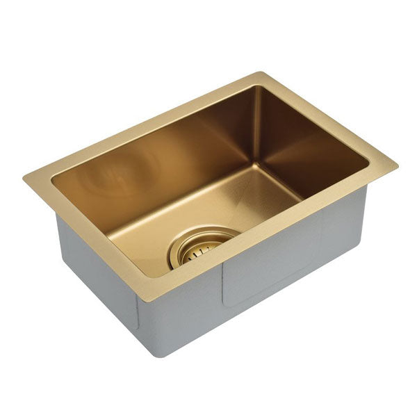 Meir Bar Sink Single Bowl 382mm x 272mm Brushed Bronze Gold Side View - The Blue Space