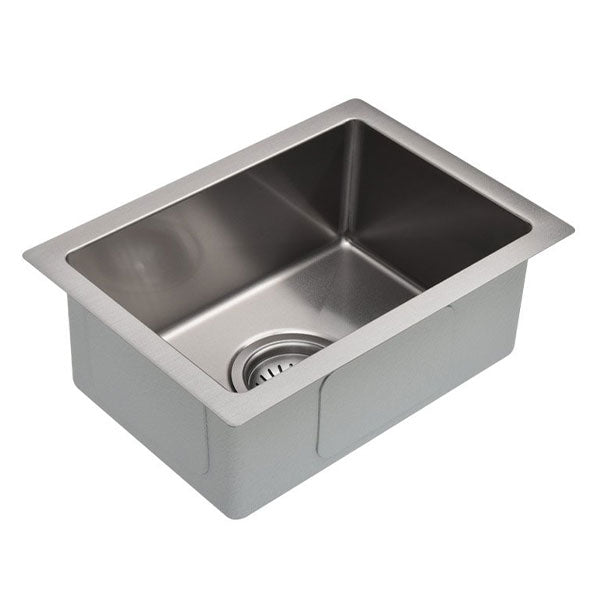 Meir Kitchen Mini Sink Single Bowl 382mm x 272mm Brushed Nickel Side View - The Blue Space