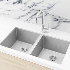 Meir Kitchen Sink Double Bowl 760mm x 440mm Brushed Nickel - The Blue Space