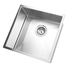 Meir Kitchen Sink Single Bowl 440mm Stainless Steel top side angel view | The Blue Space