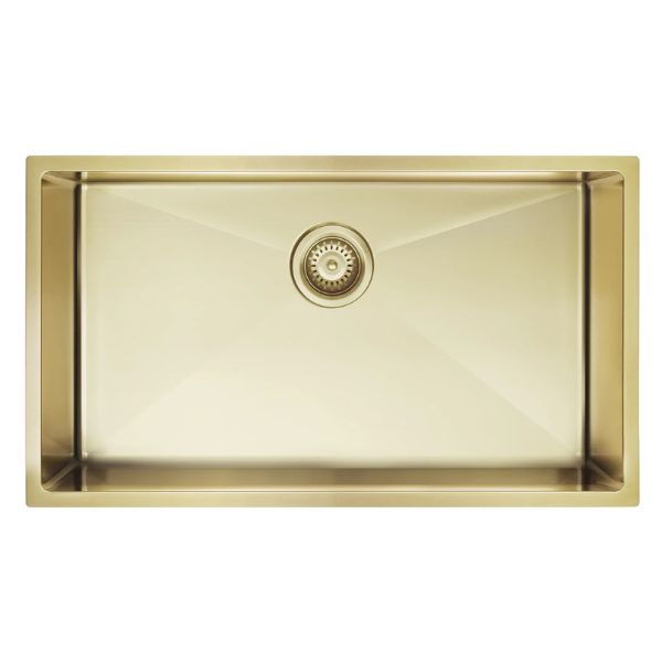 Meir Kitchen Sink Single Large Bowl 760x440 Brushed Bronze Gold top view | The Blue Space