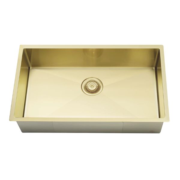 Meir Kitchen Sink Single Large Bowl 760x440 Brushed Bronze Gold top angel view | The Blue Space