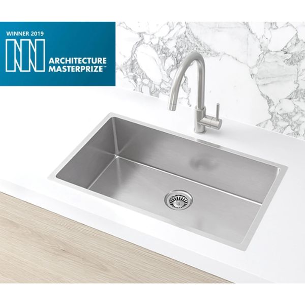Meir Kitchen Sink Single Large Bowl 760x440 Brushed Nickel features Brushed Nickel Sink Mixer | The Blue Space