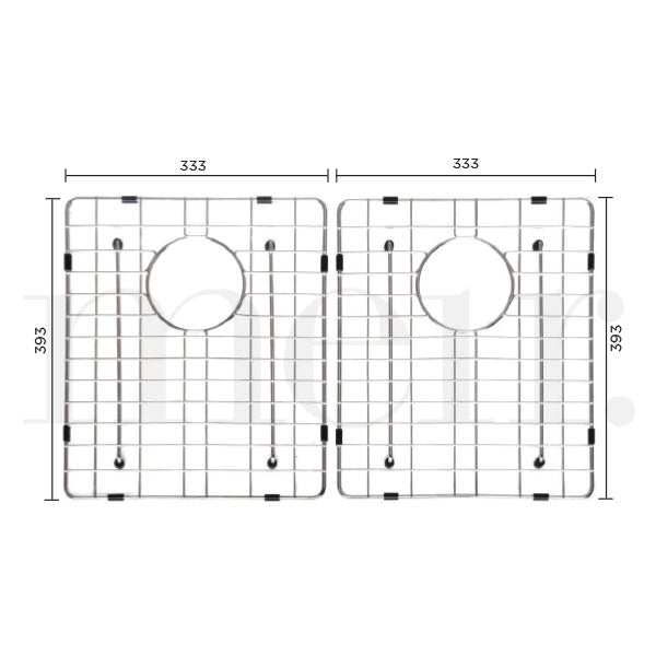 Meir Lavello Double Bowl Protection Sink Grid 760mm Technical Drawing - The Blue Space