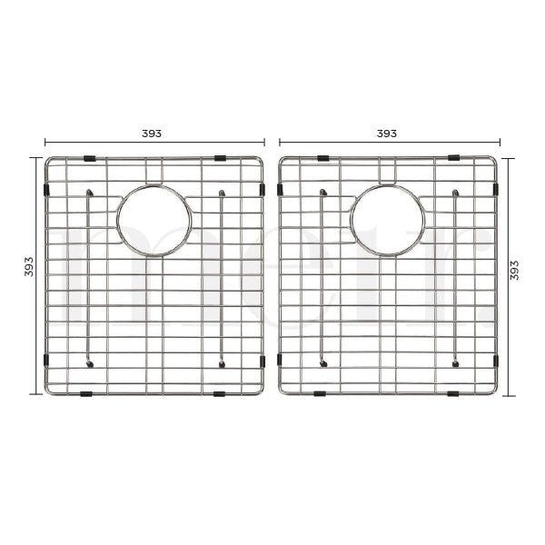 Meir Lavello Double Bowl Protection Sink Grid 860mm Technical Drawing - The Blue Space