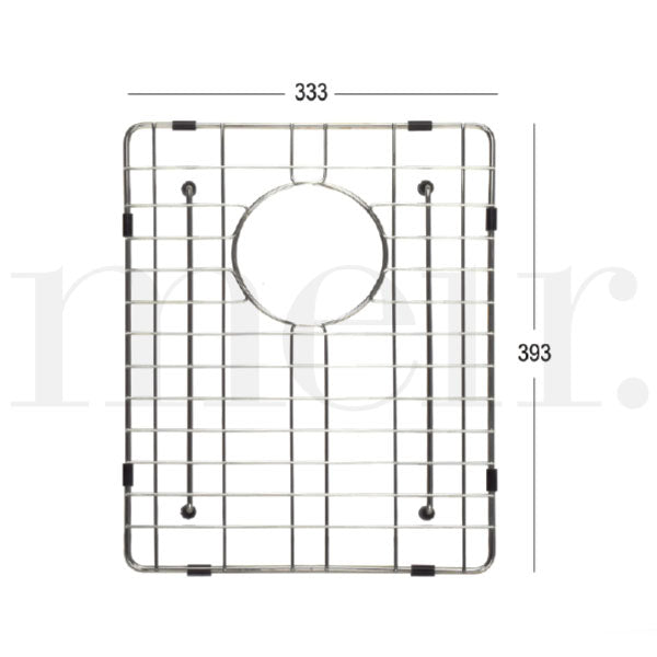 Meir Lavello Single Bowl Protection Sink Grid Technical Drawing - The Blue Space