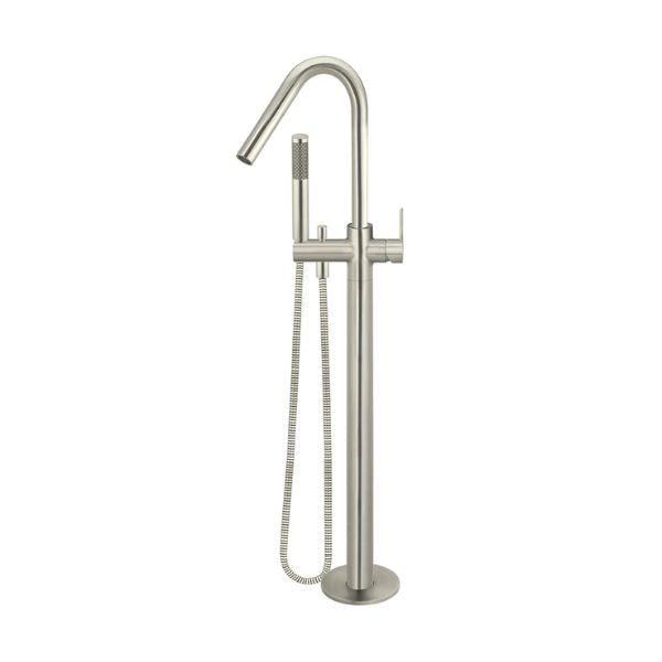 Meir Paddle Round Freestanding Bath Spout and Hand Shower Brushed Nickel - The Blue Space
