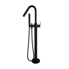 Meir Paddle Round Freestanding Bath Spout and Hand Shower Matte Black - The Blue Space
