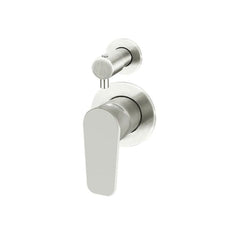 Meir Paddle Round Wall Mixer with Diverter Brushed Nickel - The Blue Space