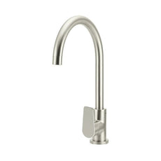Meir Paddle Round Gooseneck Kitchen Sink Mixer Tap Brushed Nickel - The Blue Space