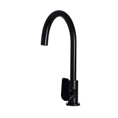 Meir Paddle Round Gooseneck Sink mixer in Matte Black - The Blue Space