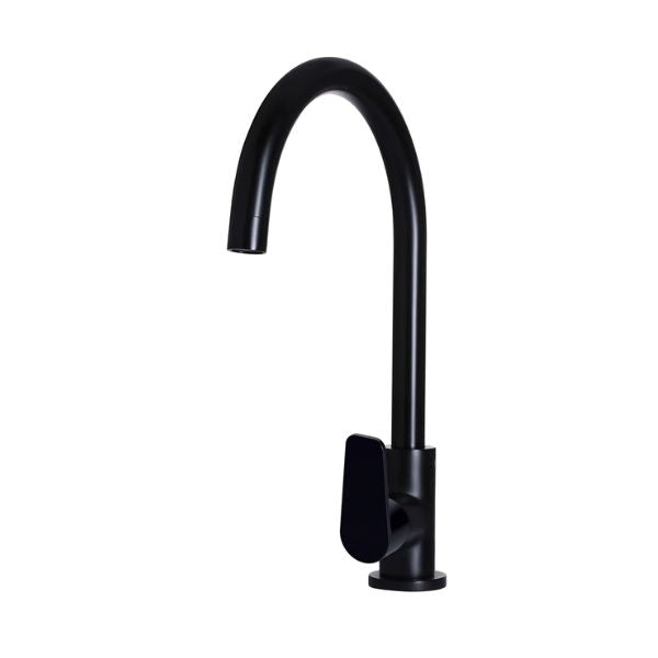 Meir Paddle Round Gooseneck Kitchen Sink Mixer Tap Matte Black