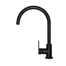 Meir Paddle Round Gooseneck Sink mixer in Matte Black in Side view - The Blue Space