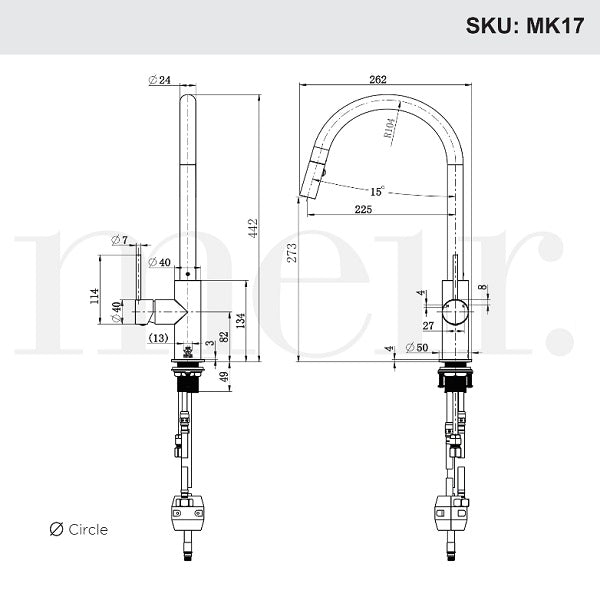 Meir Paddle Round Pull Out Kitchen Sink Mixer Tap Shadow