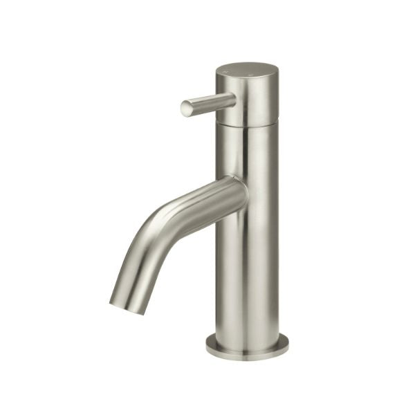 Meir Piccola Basin Mixer - Brushed Nickel in side angel view - The Blue Space