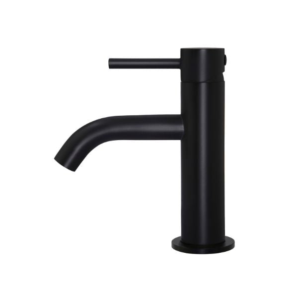Meir Piccola Basin Mixer - Matte Black in side view - The Blue Space