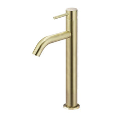 Meir Piccola Tall Basin Mixer - Tiger Bronze in side angel view - The Blue Space