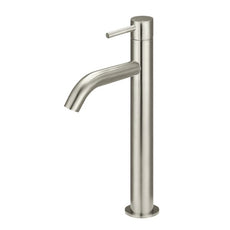 Meir Piccola Tall Basin Mixer - Brushed Nickel in side angel view - The Blue Space
