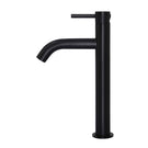Meir Piccola Tall Basin Mixer - Matte Black in side view - The Blue Space