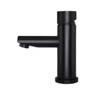 Meir Pinless Round Basin Mixer - Matte Black in side view - The Blue Space
