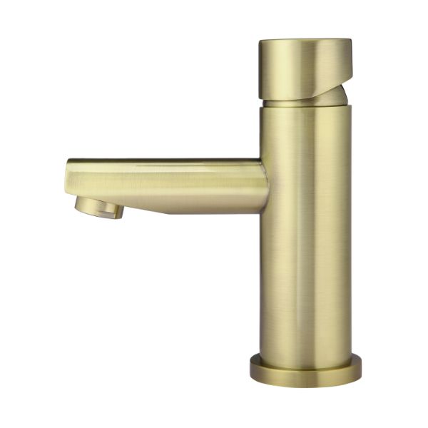 Meir Pinless Round Basin Mixer - Tiger Bronze side view - The Blue Space