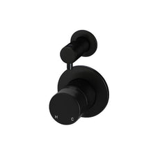Meir Pinless Round Wall Mixer with Diverter Matte Black - The Blue Space